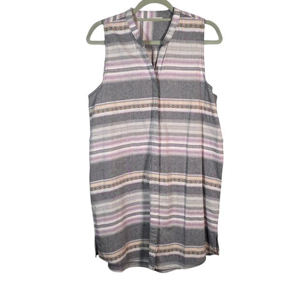 Woolrich Dresses & Skirts - Woolrich Women's Sleeveless Shift Dress L Purple Gray Striped Cotton